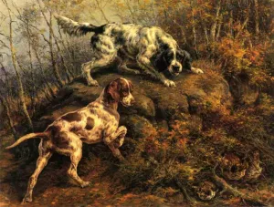 Pointer, Setter and Grouse by Edmund Henry Osthaus - Oil Painting Reproduction