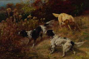 Three Setters On The Hunt by Edmund Henry Osthaus Oil Painting