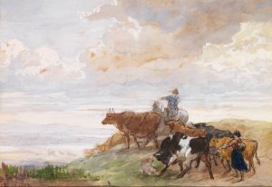 Shepherd Scene Oil painting by Edmond Jean-Baptiste Tschaggeny