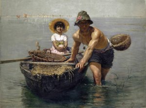 In the Lagoons of Venice by Edmond Jean De Pury Oil Painting