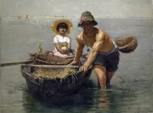 In the Lagoons of Venice by Edmond Jean De Pury Oil Painting