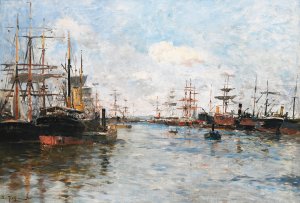 Bateaux en Rade by Edmond-Marie Petitjean Oil Painting