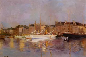 Boats in Port by Edmond Marie Petitjean Oil Painting