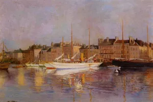 Boats in Port Oil painting by Edmond Marie Petitjean