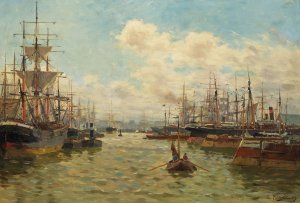 Marine by Edmond-Marie Petitjean Oil Painting