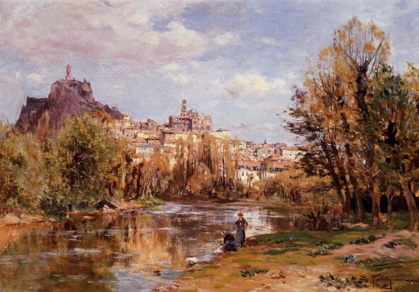 The Village of Puy en Valay by Edmond Marie Petitjean - Hand-Painted Oil Painting Reproduction