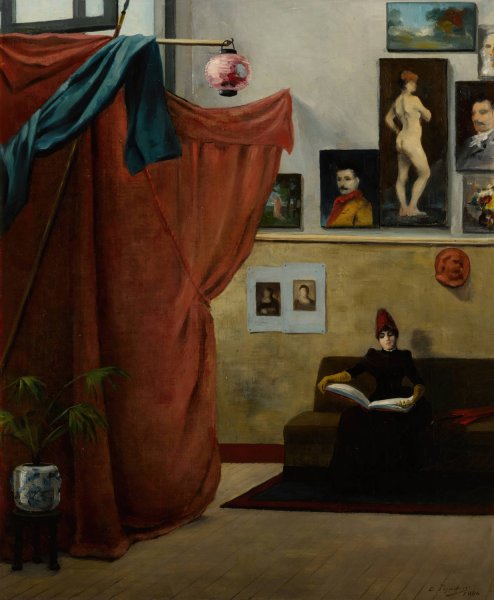 Interieures de la fin du siecle  by Edmond Tapissier - Hand-Painted Oil Painting Reproduction