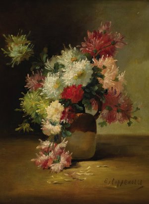 Le bouquet de Dahlias by Edmond Van Coppenolle Oil Painting