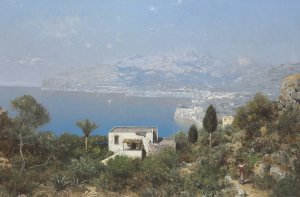 A View Of The Bay Of Sorrento by Edmund Berninger Oil Painting