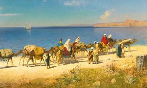 Caravan Along The Coast by Edmund Berninger Oil Painting
