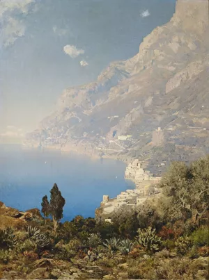 Kuste bei Amalfi Oil painting by Edmund Berninger