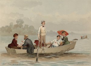 Boating scene by Edmund Birckhead Bensell Oil Painting
