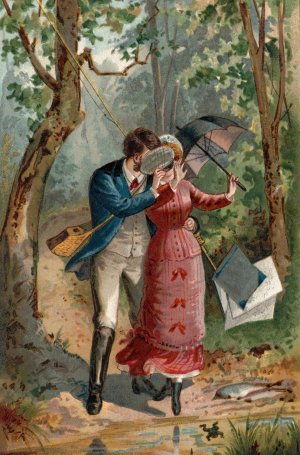 Young Couple in the Woods by Edmund Birckhead Bensell Oil Painting