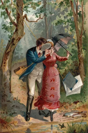 Young Couple in the Woods by Edmund Birckhead Bensell Oil Painting