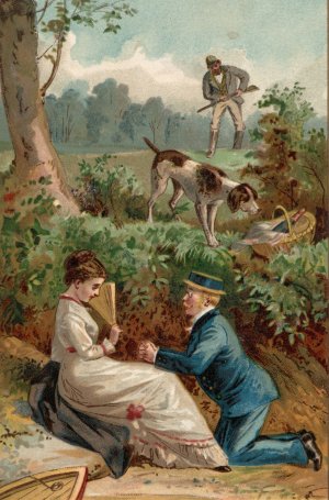 Young Couple with Hunter in the Background by Edmund Birckhead Bensell Oil Painting