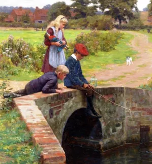 A Nibble by Edmund Blair Leighton - Oil Painting Reproduction