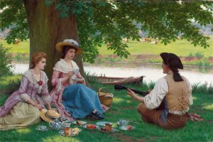 A Picnic Party by Edmund Blair Leighton Oil Painting