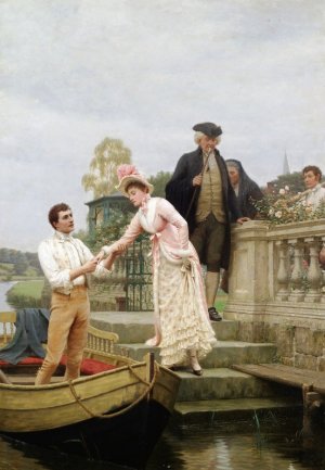 Lay Thy Sweet Hand In Mine and Trust in Me Oil painting by Edmund Blair Leighton