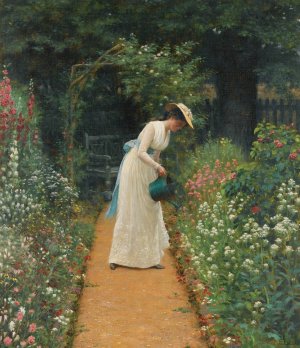 My Lady's Garden by Edmund Blair Leighton Oil Painting
