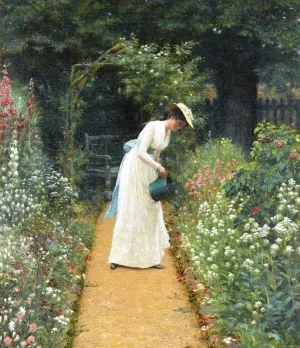 My Lady's Garden by Edmund Blair Leighton Oil Painting