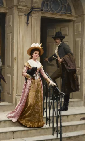 My Next Door Neighbour Oil painting by Edmund Blair Leighton
