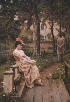 Off Oil painting by Edmund Blair Leighton