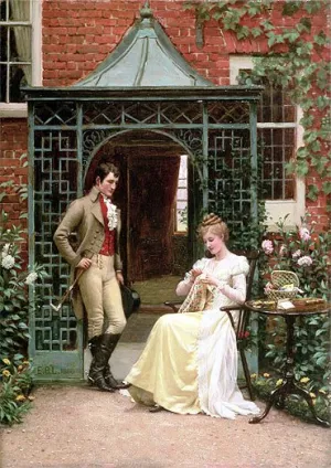 On the Threshold by Edmund Blair Leighton Oil Painting