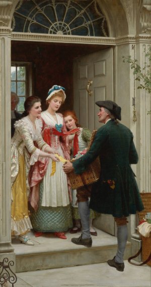 Ribbons And Laces For Very Pretty Faces by Edmund Blair Leighton Oil Painting