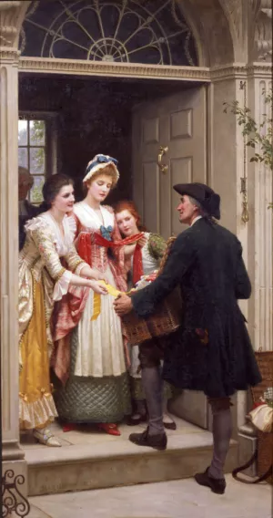 Ribbons and Laces for Very Pretty Faces Oil painting by Edmund Blair Leighton