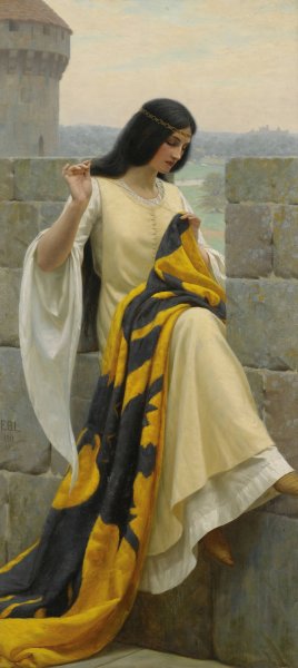 Stitching The Standard by Edmund Blair Leighton Oil Painting