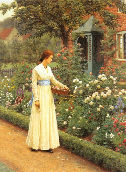 Main Product Photo of Summer Roses Painting by Edmund Blair Leighton