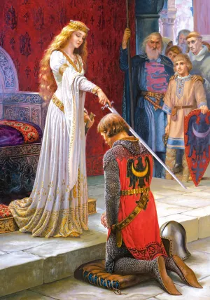 The Accolade Detail II painting by Edmund Blair Leighton