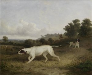 Pointers In A Landscape by Edmund Bristow Oil Painting