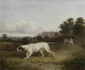 Pointers In A Landscape by Edmund Bristow Oil Painting