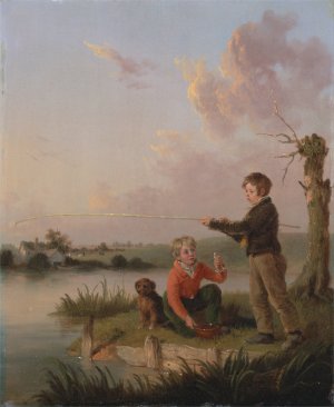 The Young Anglers by Edmund Bristow Oil Painting
