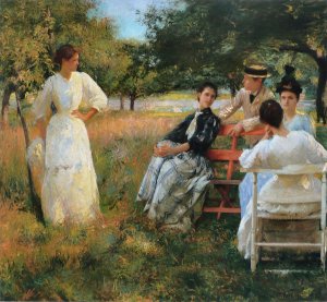 In the Orchard by Edmund Charles Tarbell Oil Painting