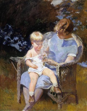 Marjorie and Little Edmund by Edmund Charles Tarbell Oil Painting