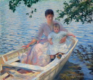 Mother and Child in a Boat by Edmund Charles Tarbell Oil Painting
