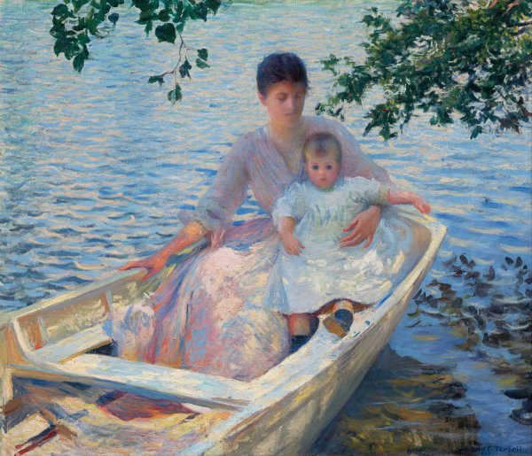 Main Product Photo of Mother and Child in a Boat  Painting by Edmund Charles Tarbell
