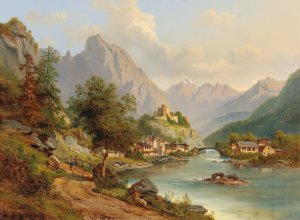 View of Landeck, Pustertal by Edmund Hod Oil Painting