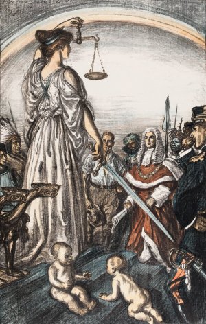 Le Regne de la justice by Edmund Joseph Sullivan Oil Painting