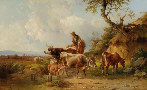 Der Heimtrieb by Edmund Mahlknecht - Hand-Painted Oil Painting Reproduction