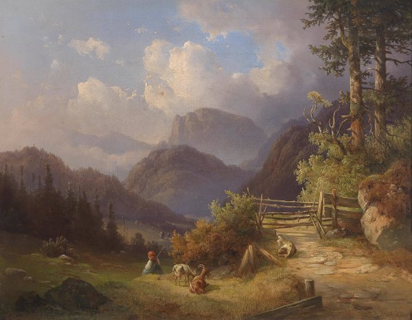 Die junge Ziegenhirtin by Edmund Mahlknecht - Hand-Painted Oil Painting Reproduction