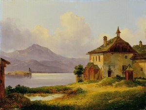 Haus am See im Salzkammergut by Edmund Mahlknecht Oil Painting
