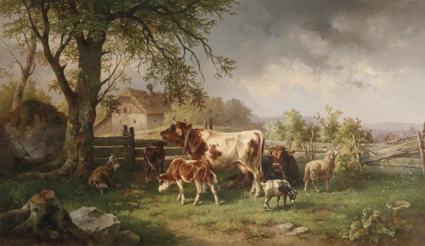 Idylle am Bauernhof by Edmund Mahlknecht - Hand-Painted Oil Painting Reproduction