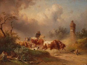 Returning Home With An Approaching Storm by Edmund Mahlknecht Oil Painting