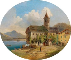 View of St. Wolfgang by Edmund Mahlknecht Oil Painting
