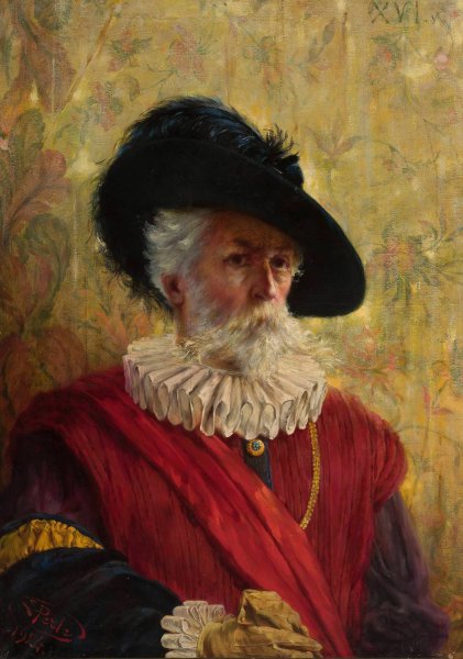 Self-portrait in the 16th-century costume  by Edmund Perle - Hand-Painted Oil Painting Reproduction