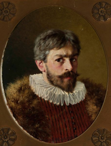 Self-portrait in the 17th-century costume  by Edmund Perle - Hand-Painted Oil Painting Reproduction