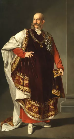 Kaiser Franz Joseph I. im Ornat des Ordens vom Goldenen Vlies by Edmund Polz Oil Painting